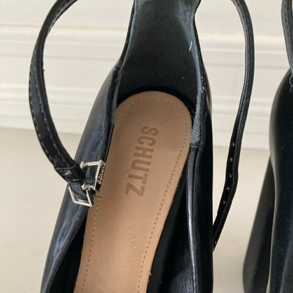 NWOB Schutz Free People Darlene Black Satin Platform Heels Sz 8.5 - Picture 4 of 8